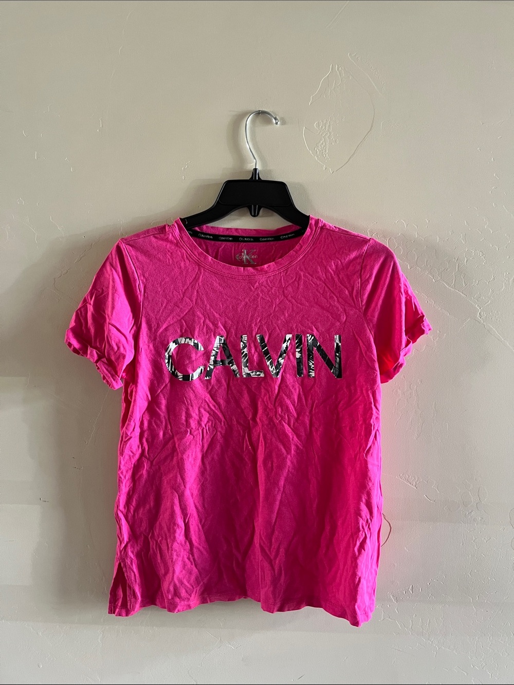 Calvin Klein Hot Pink Logo Crew Neck Tee